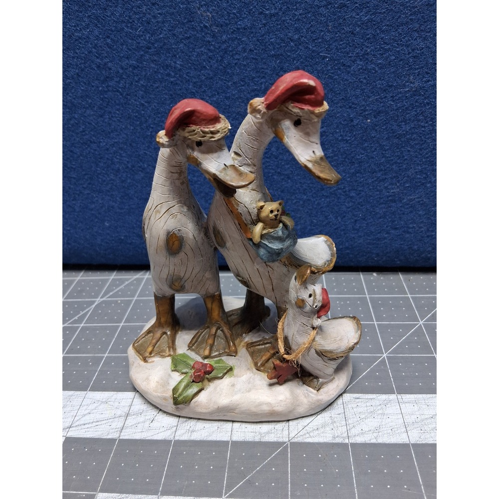 Transpac Holiday Duck Family White Red Christmas Figurine C9528